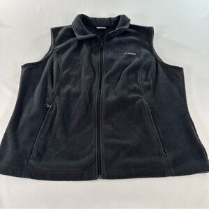 Columbia Full Zip Fleece Vest Mens 2X Black Fleece Zipped Pockets Sleeveless EUC